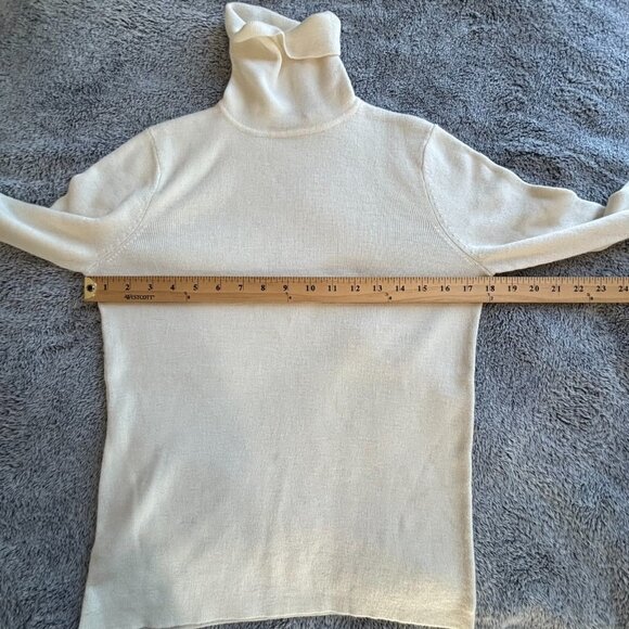 Old Navy Women Sweater Cream Wool Blend Turtleneck Preppy Heritage Neutral 19166 - Picture 7 of 8